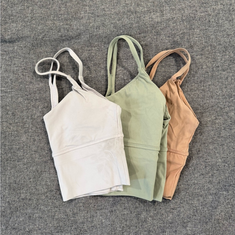 Amazon Women's Longline Sports Bras - White, Green, Tan
